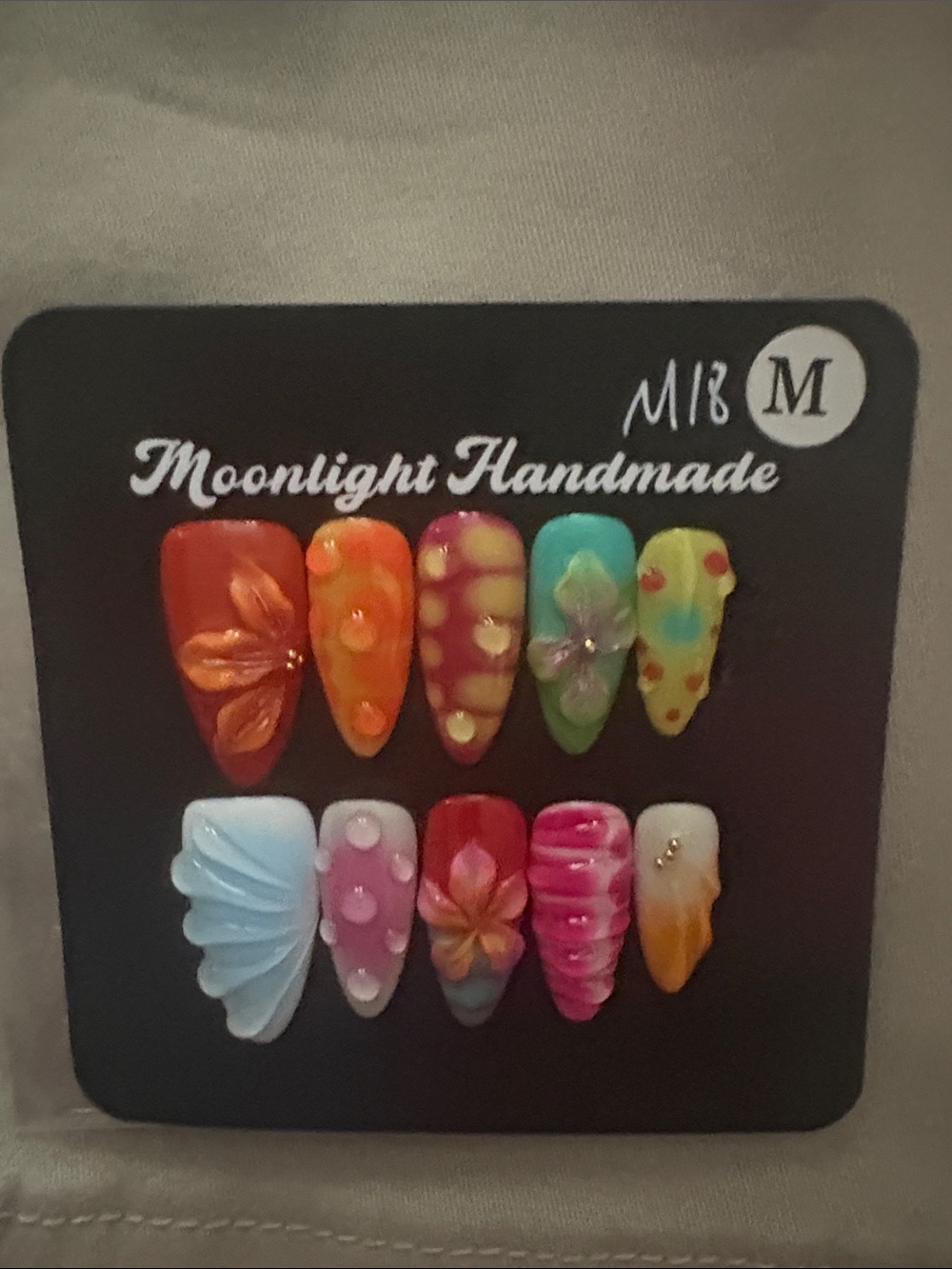 Moonlight Handmade Mixed Color Floral 3D Press-On Nails